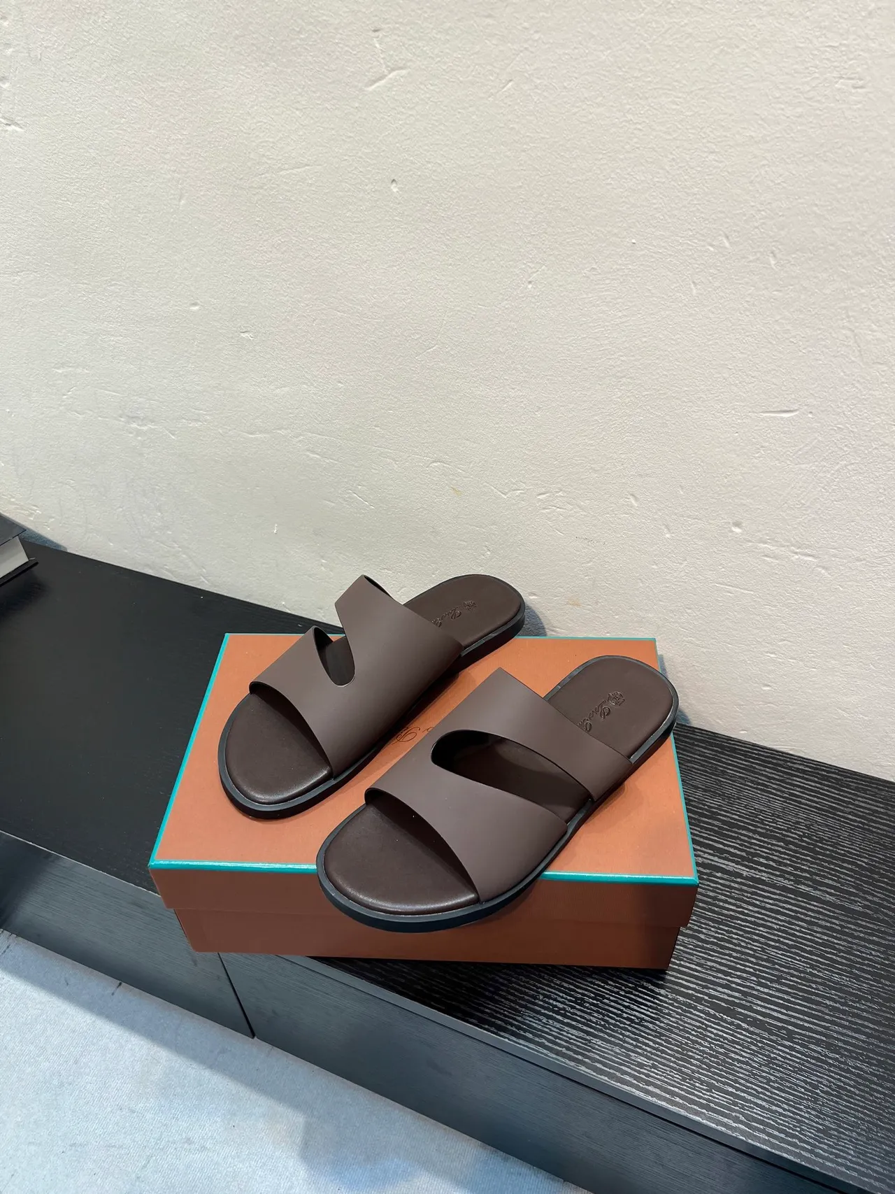 Brown Two-Strap Slide Slipper 3