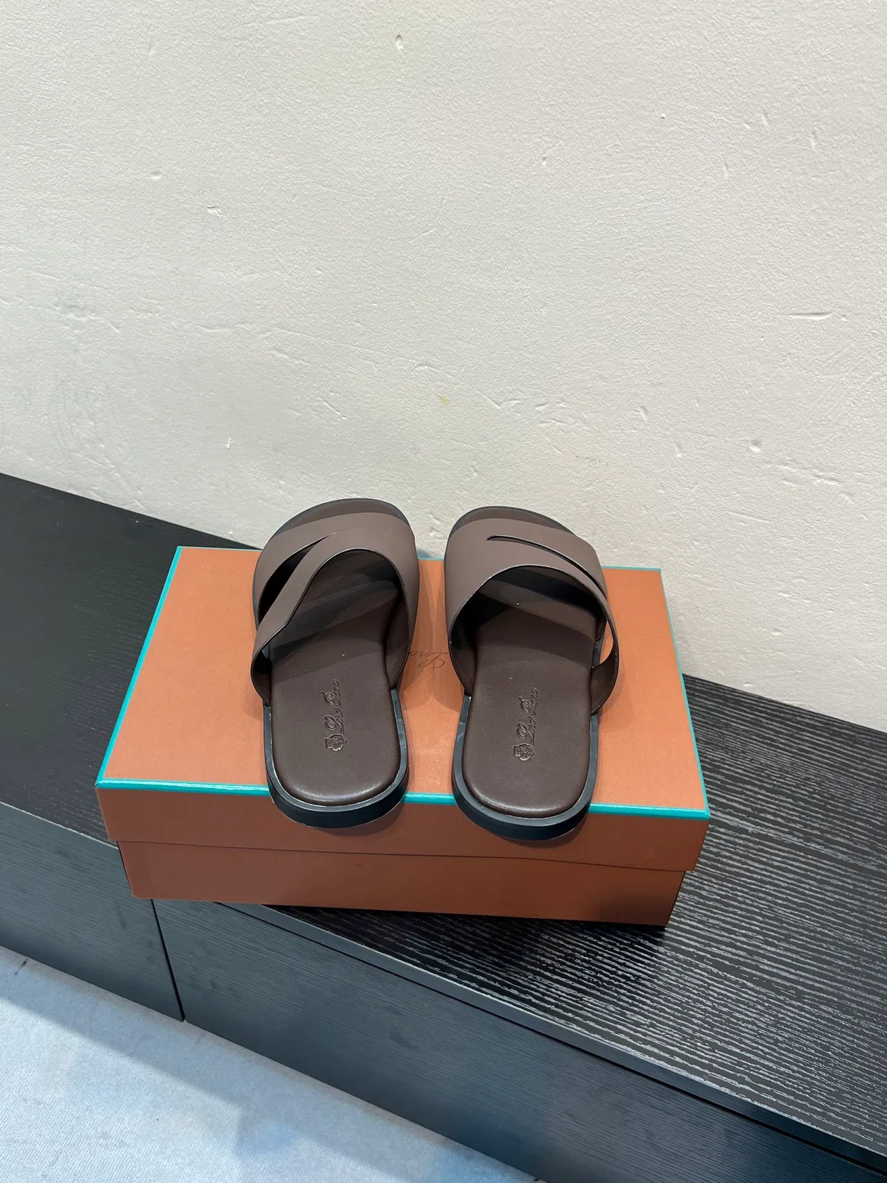 Brown Two-Strap Slide Slipper 6
