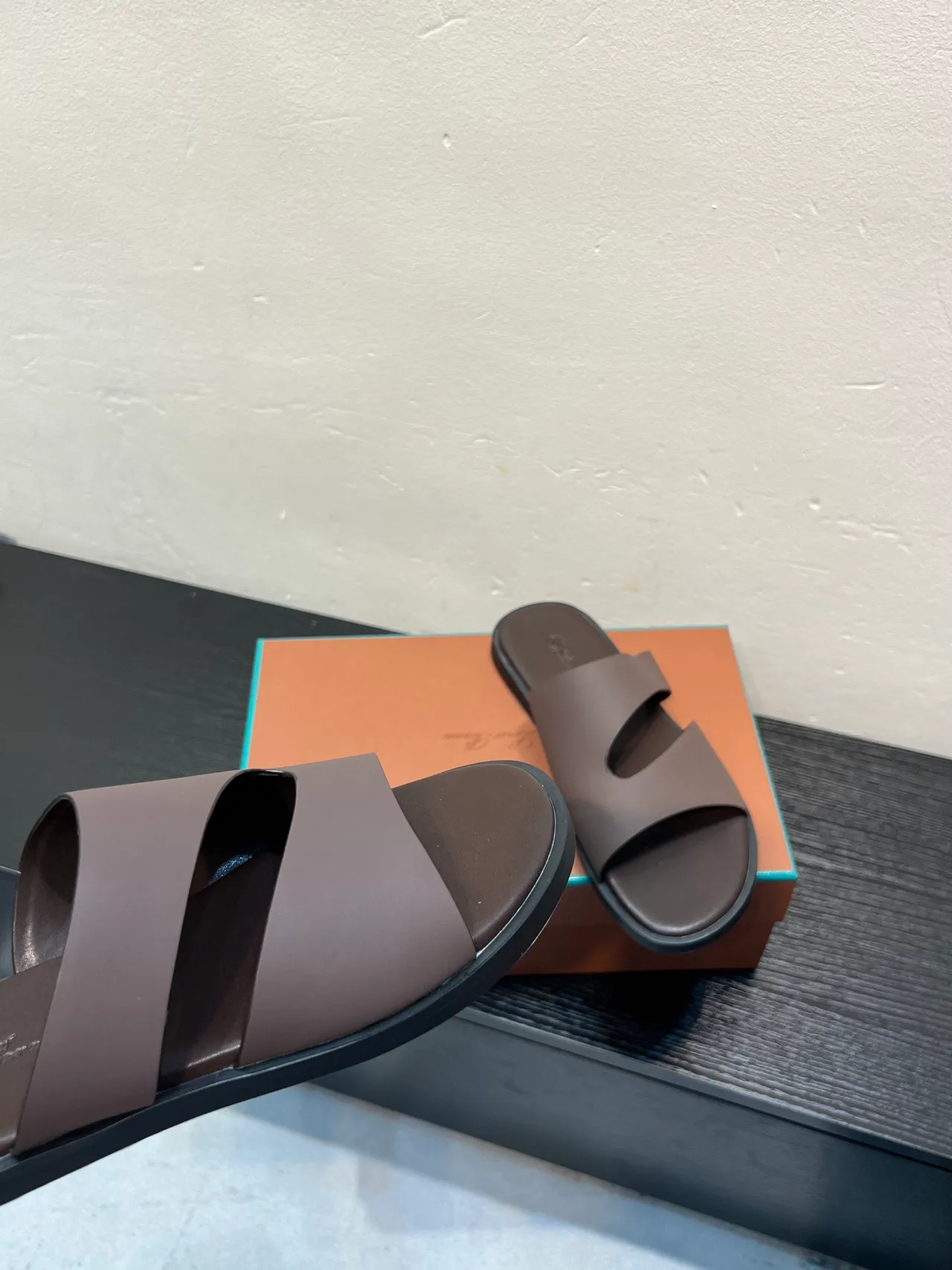 Brown Two-Strap Slide Slipper 8
