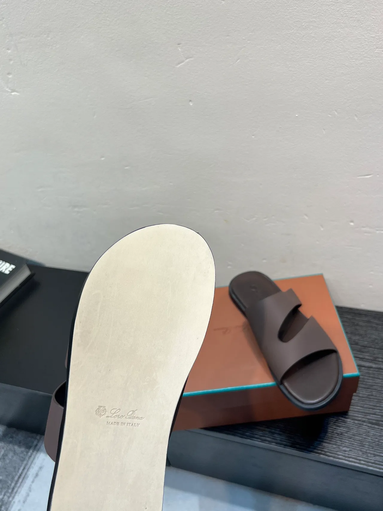 Brown Two-Strap Slide Slipper 9