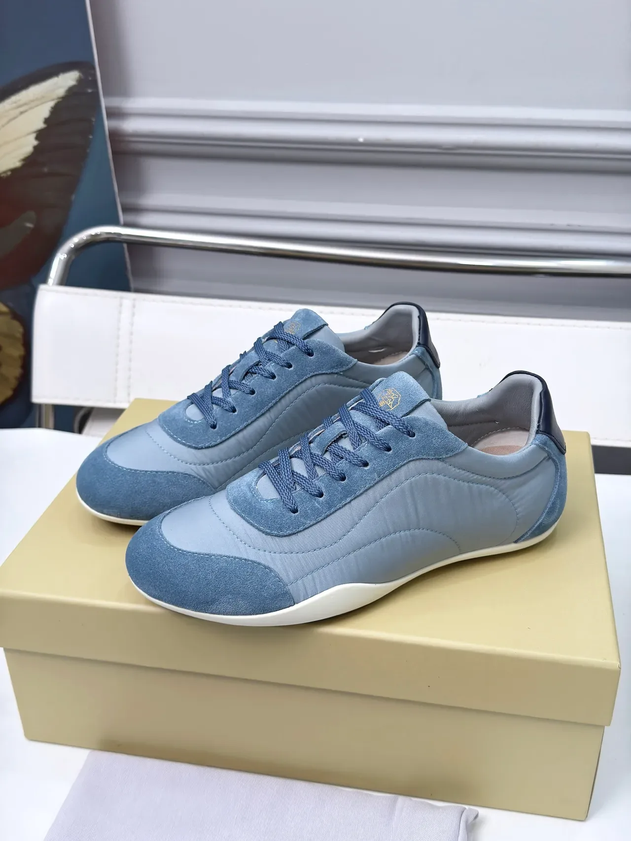 Brunello Cucinelli Low-Top Suede and Textile Sneaker 4
