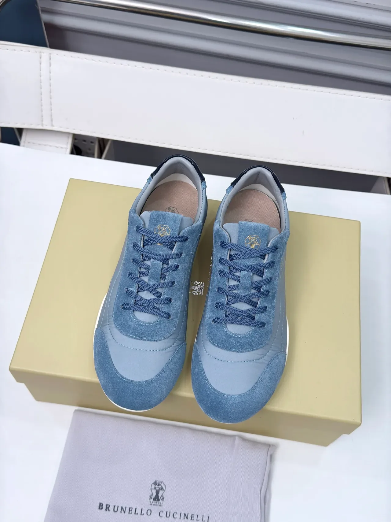 Brunello Cucinelli Low-Top Suede and Textile Sneaker 5