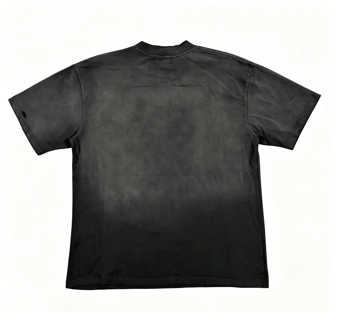 Camiseta BUAA preta de lavagem ácida com estampa gráfica de carro e strass 6