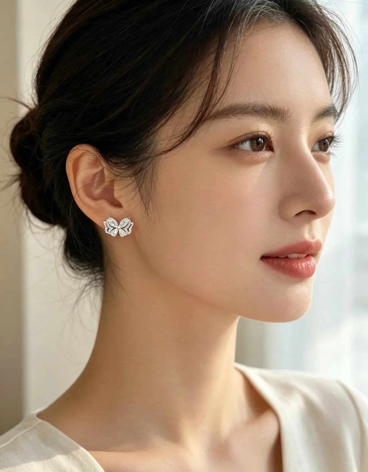 Butterfly Motif Pavé Crystal Stud Earrings 2