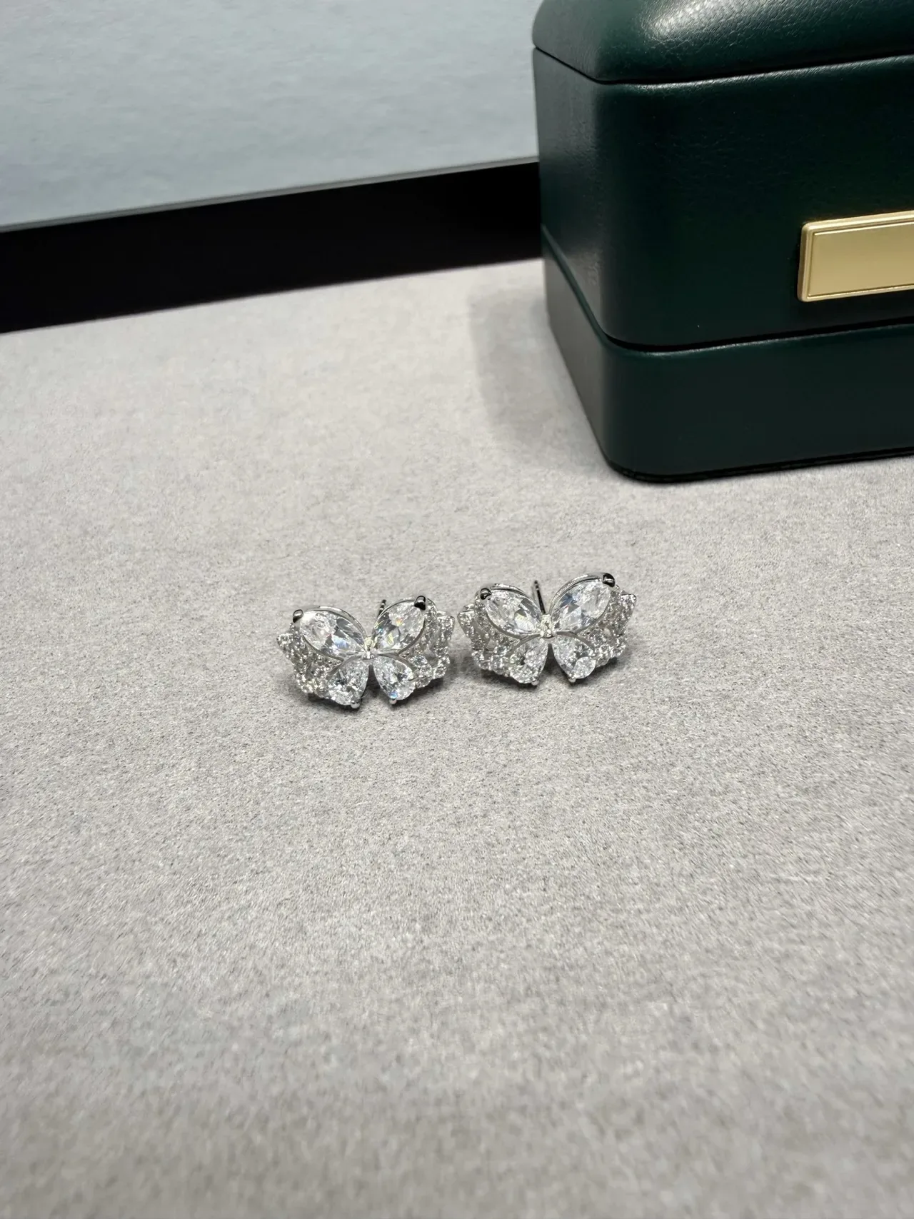 Butterfly Motif Pavé Crystal Stud Earrings 3