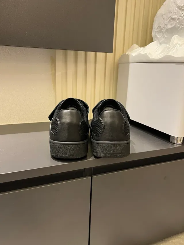 Ciberlin Black Leather and Mesh Strap Sneakers 2