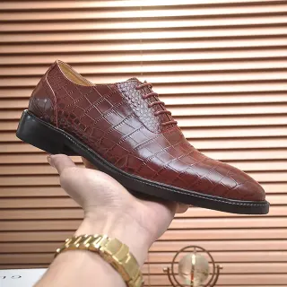 Chaussures Oxford Marron Embossées Crocodile