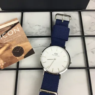 Daniel Wellington Classic White Dial Navy Nylon Strap Quartz Watch