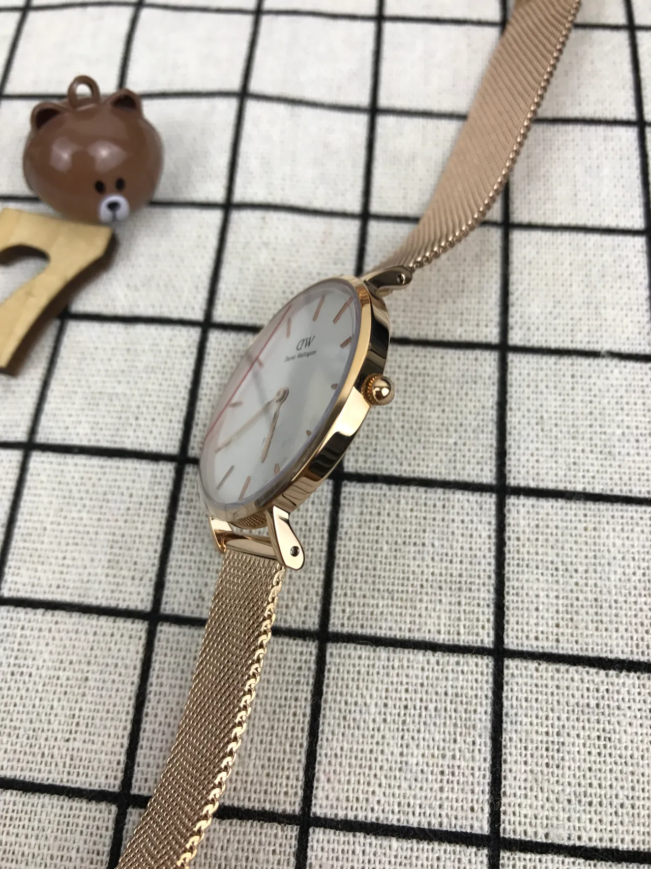 डेनियल वेलिंगटन Icon Petite गुलाबी सोना जाली क्वार्ट्ज घड़ी 4