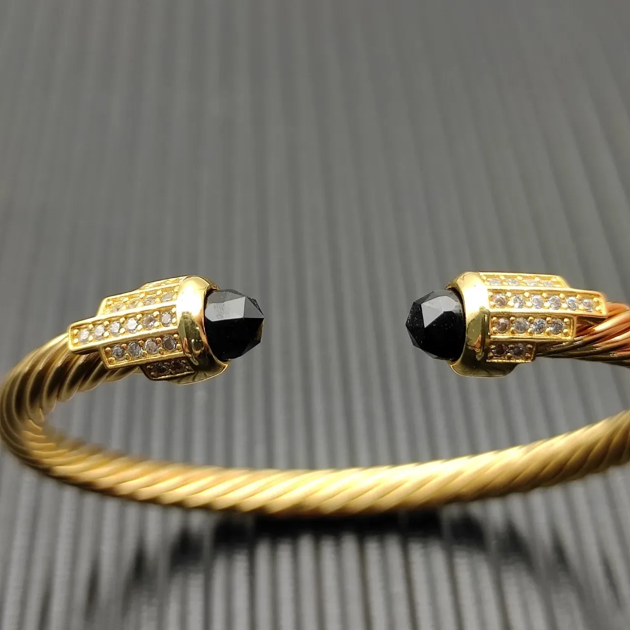 David Yurman Cable Bracelet Gold Black Twisted Bracelet 4