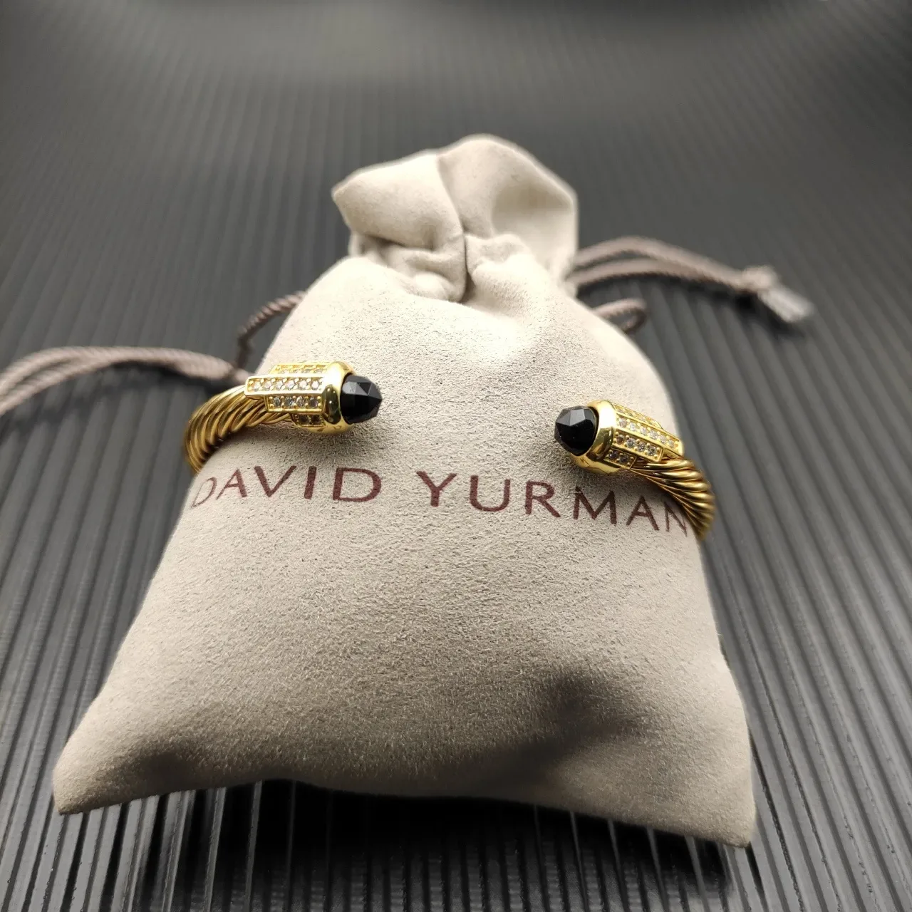 David Yurman Cable Bracelet Gold Black Twisted Bracelet 6