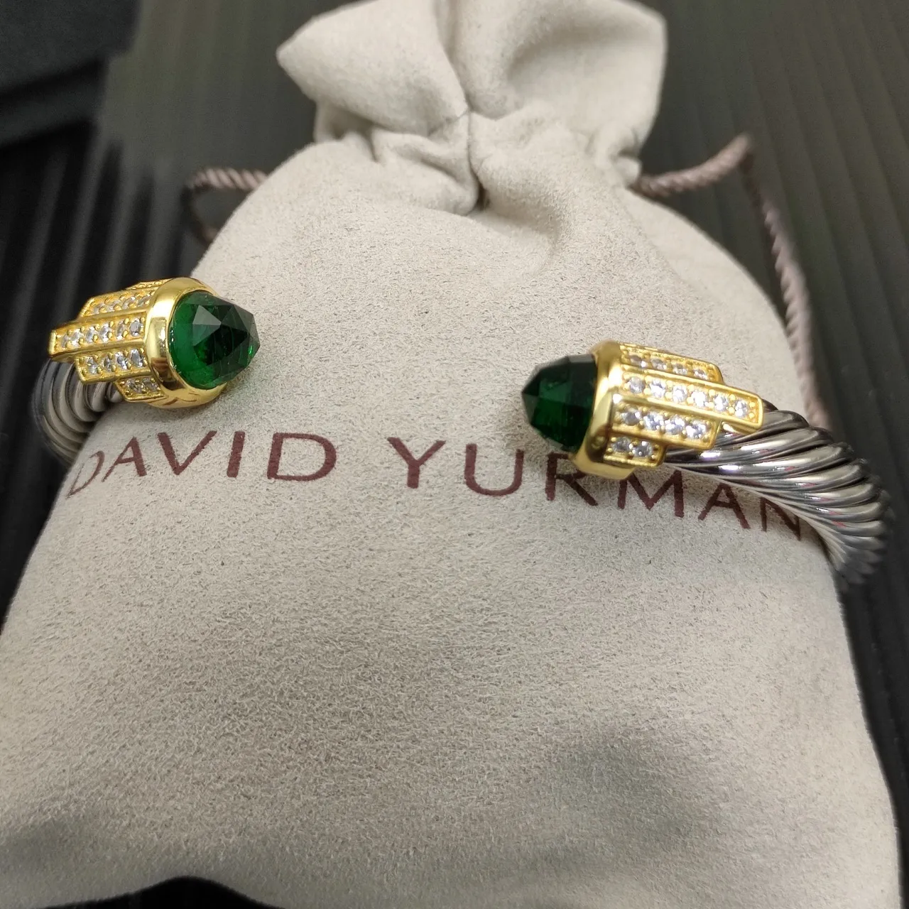 David Yurman Cable Classics Bracelet Métal Double Couleur Argent Doré Torsadé 2