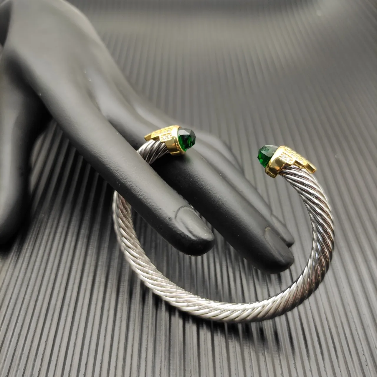 David Yurman Cable Classics Bracelet Métal Double Couleur Argent Doré Torsadé 4