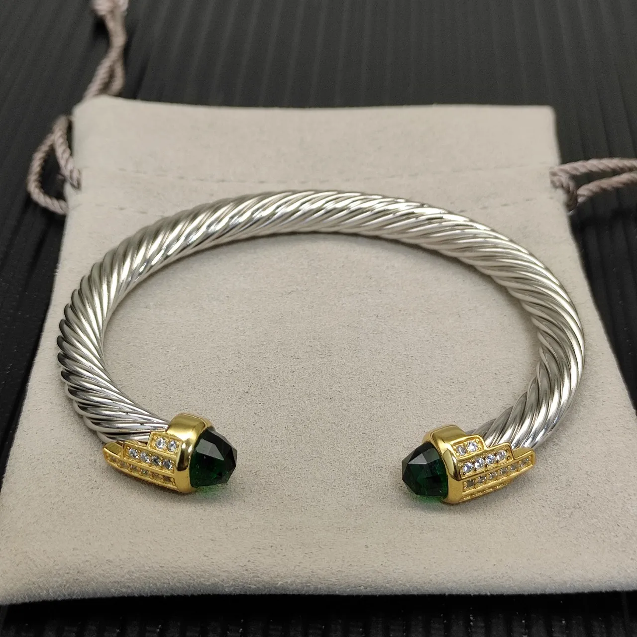 David Yurman Cable Classics Bracelet Métal Double Couleur Argent Doré Torsadé 5