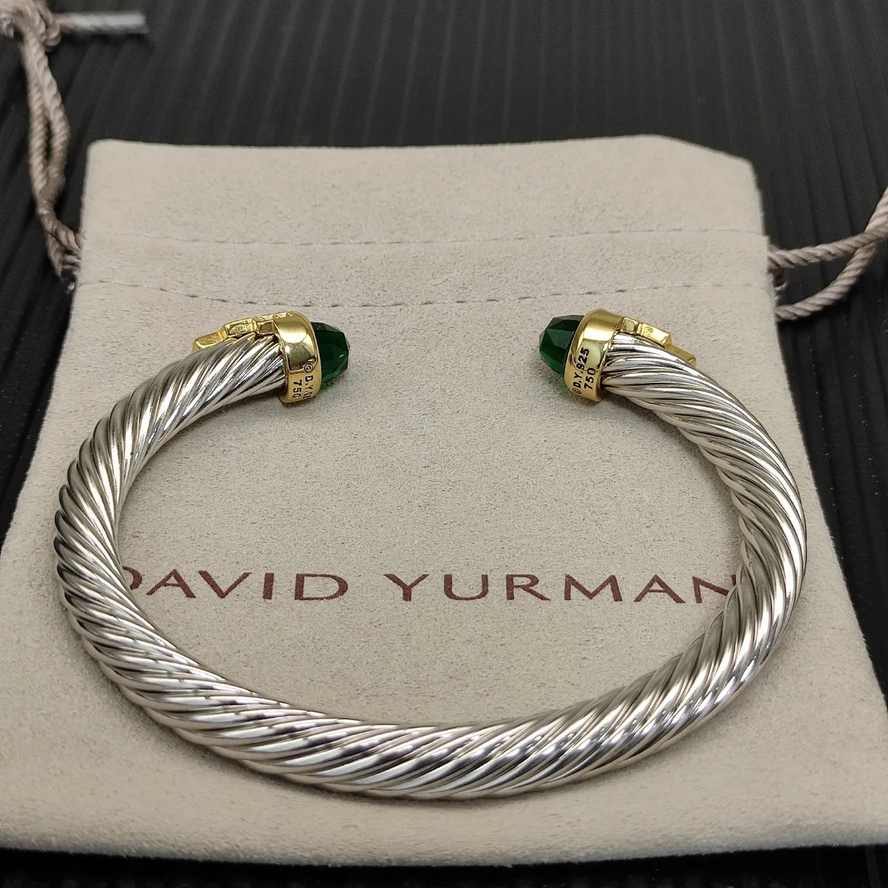 David Yurman Cable Classics Bracelet Métal Double Couleur Argent Doré Torsadé 6