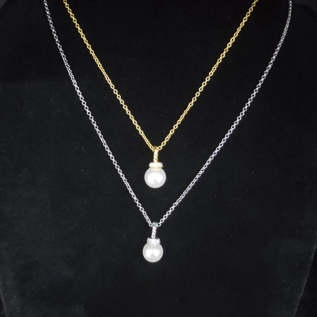 David Yurman Cable Collectibles Silver White Bail Single Pearl Necklace 3