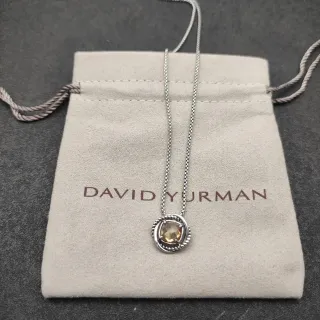 David Yurman Cable Collection Collier Pendentif Circulaire en Pierre d'Ambre