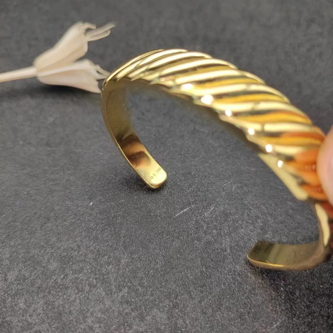 David Yurman Cable Twisted Rope Scalloped Edge Gold-Tone Open Cuff Bracelet 5