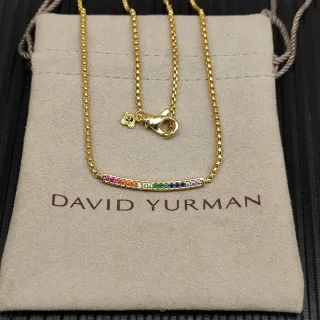David Yurman Colar com pingante de barra de gemas arco-íris