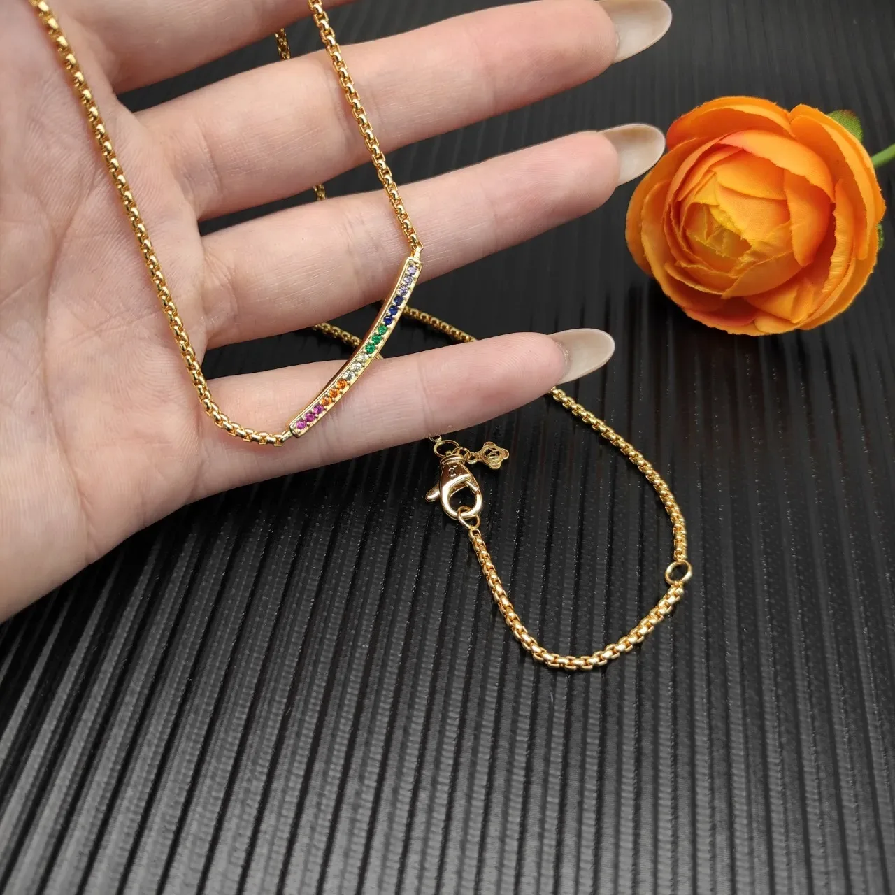 David Yurman Rainbow Gemstone Bar Pendant Necklace 5