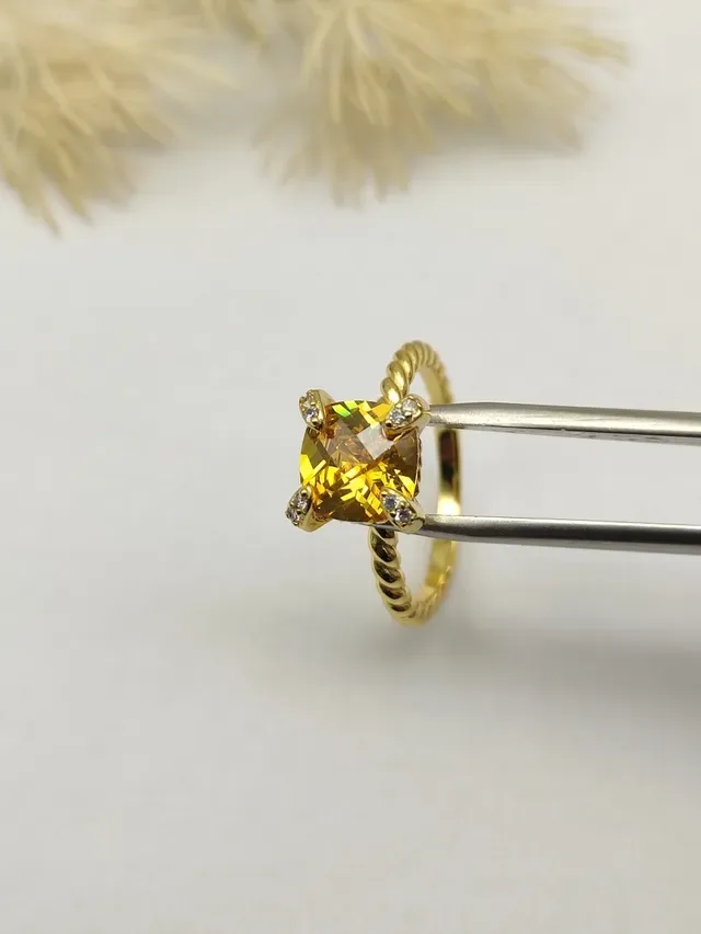 David Yurman Twisted Cable Citrine Solitaire Bague 5