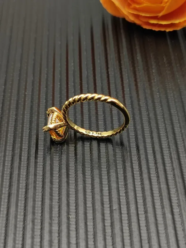 David Yurman Twisted Cable Citrine Solitaire Bague 7