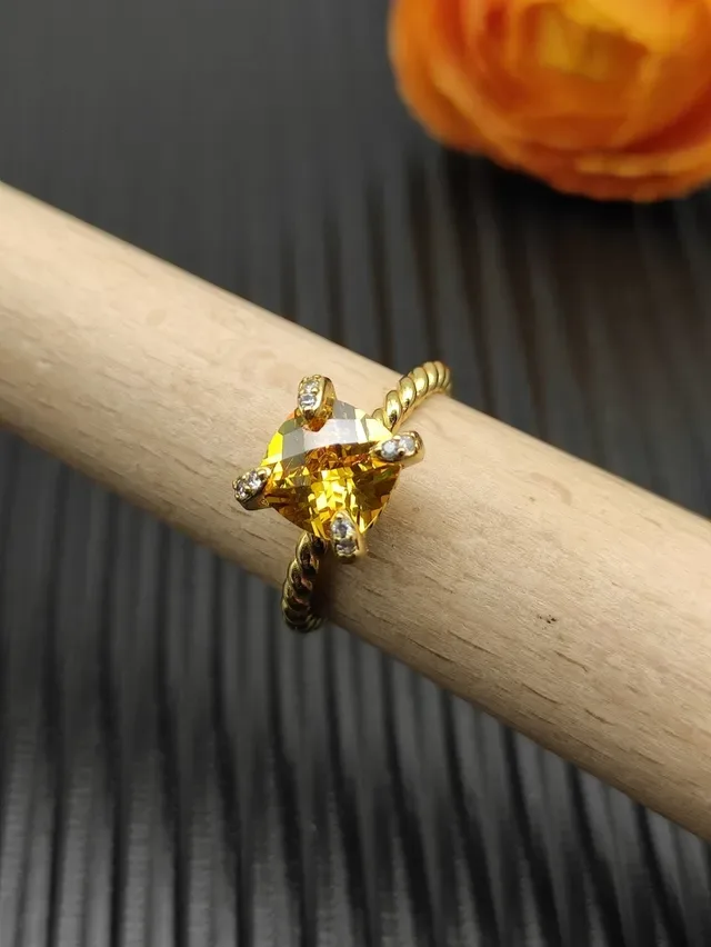 David Yurman Twisted Cable Citrine Solitaire Bague 8
