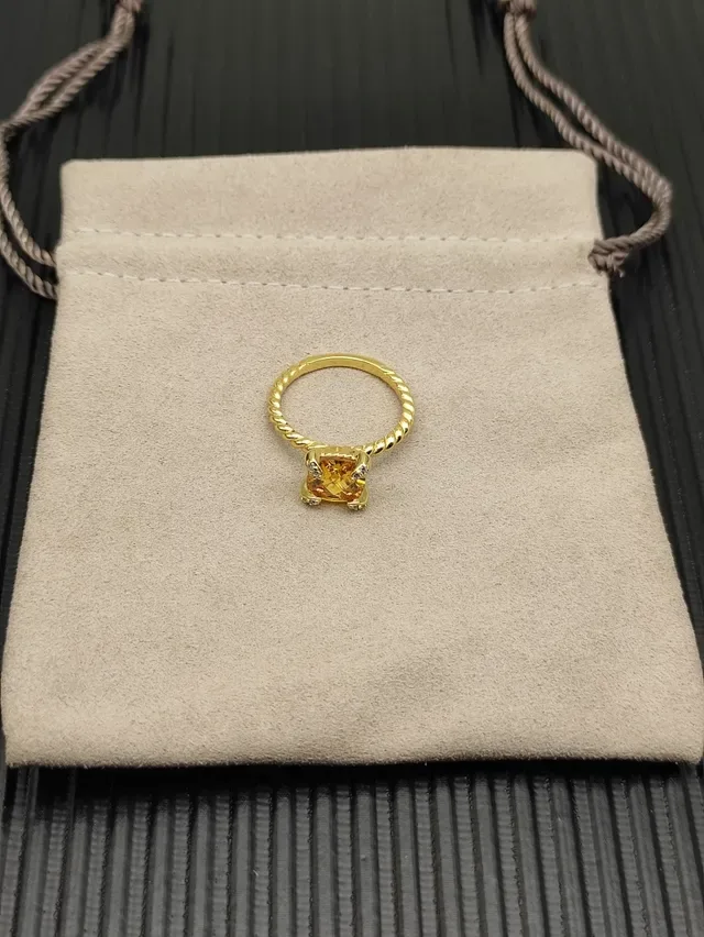 David Yurman Twisted Cable Citrine Solitaire Bague 9