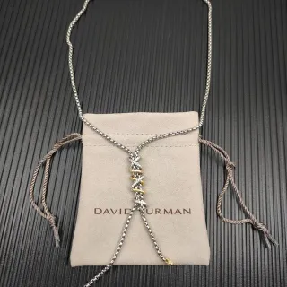 David Yurman X-Laced द्बि-टोन চাঁদি ও সোনার হার