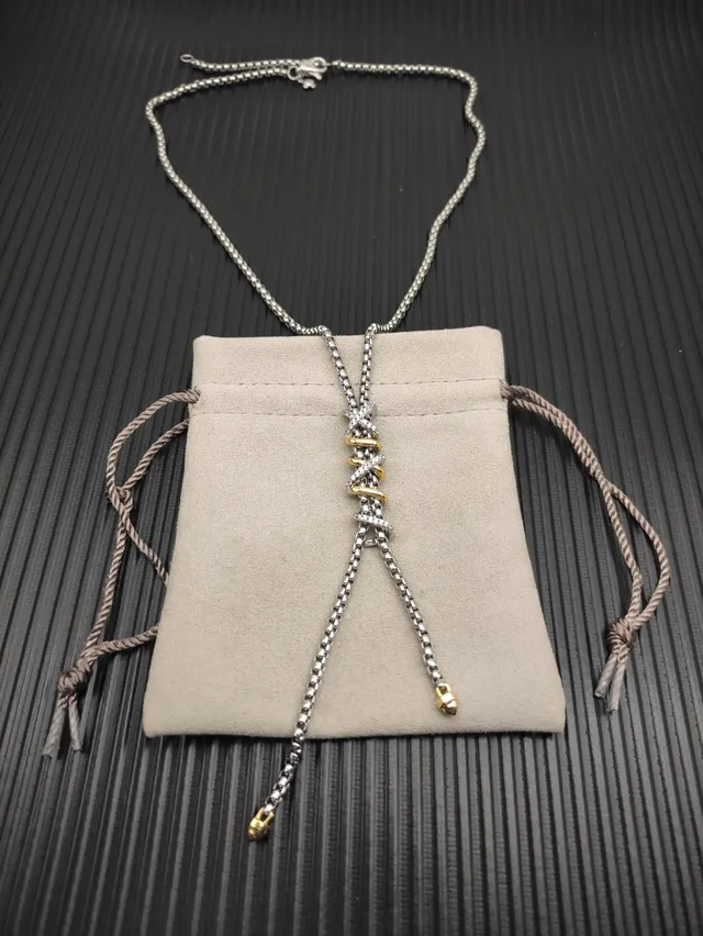 David Yurman X-Laced Two-Tone Silver and Gold Necklace 9