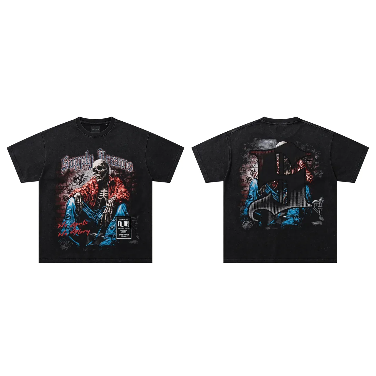 Distressed Black Oversized Graphic Print T-Shirt 2