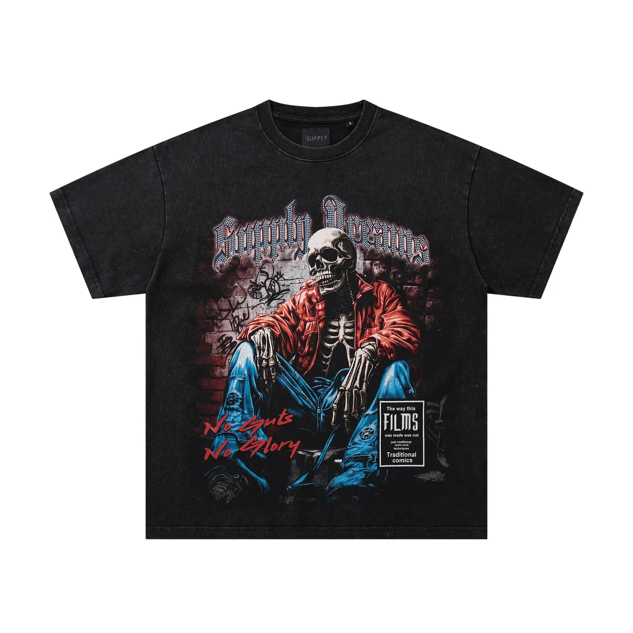 Distressed Black Oversized Graphic Print T-Shirt 3
