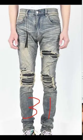 磨损撕裂 Slim-Tapered Stone-Washed 蓝色牛仔裤 4