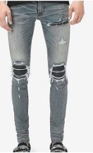 磨损撕裂 Slim-Tapered Stone-Washed 蓝色牛仔裤 6