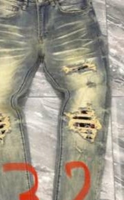 磨损撕裂 Slim-Tapered Stone-Washed 蓝色牛仔裤 9