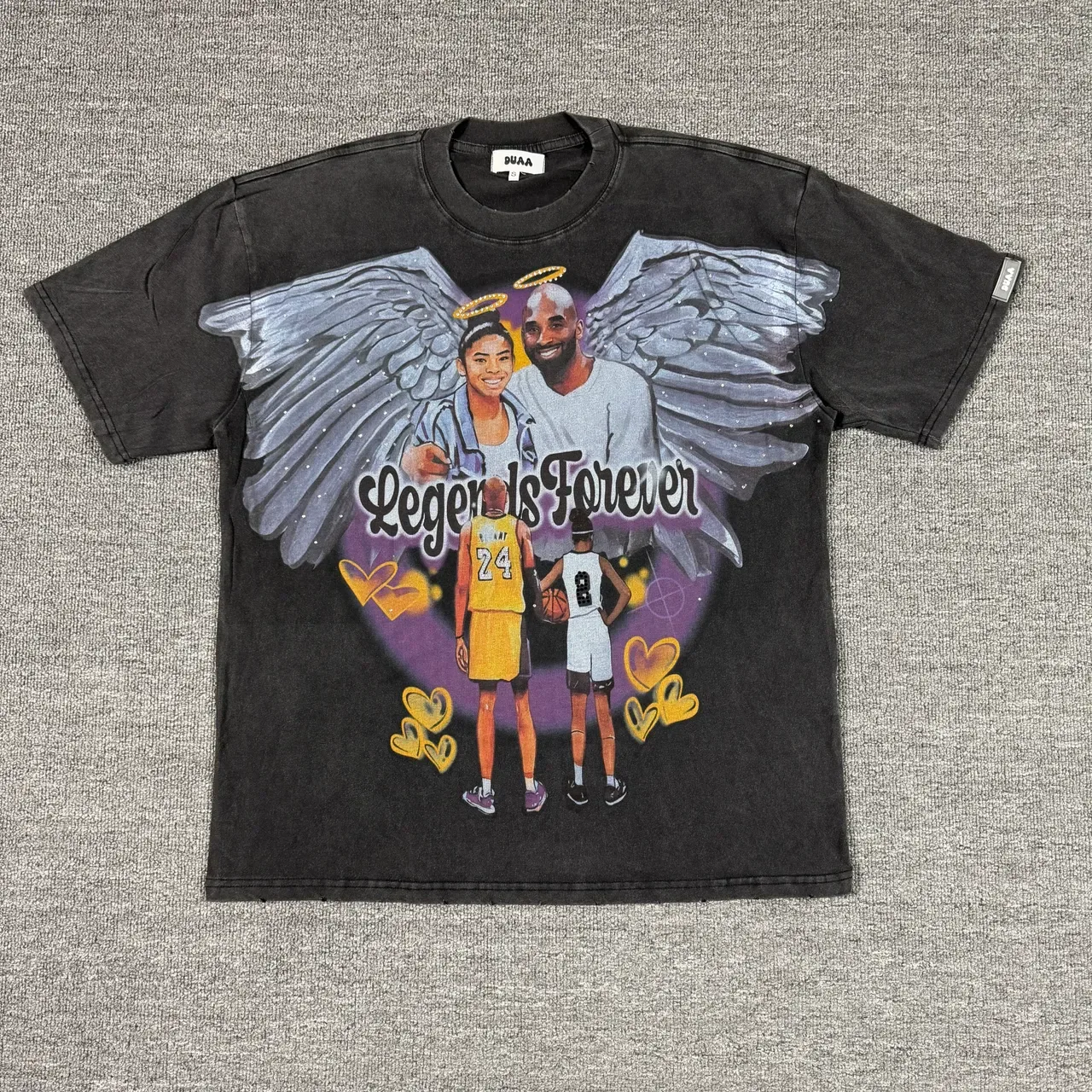 DUAA Legends Forever Graphic Print Distressed Black T-Shirt 4