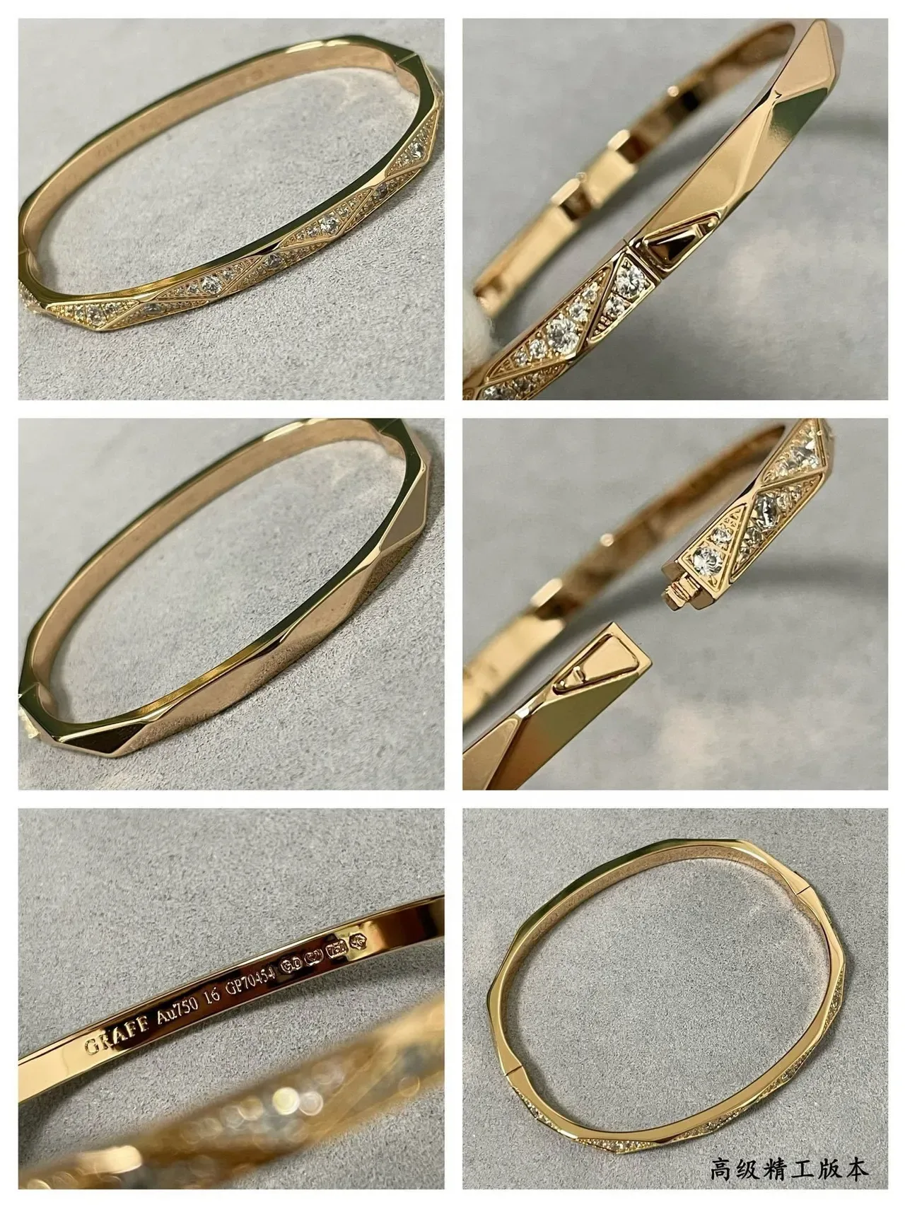 Dual-Tone Pavé Geometric Hinged Bangle Bracelets 2