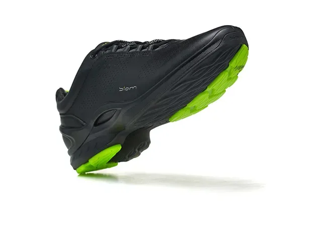 ECCO BIOM Black Green Perforated Leather Upper Minimalist Cushioned Sole Lifestyle Sneakers 18