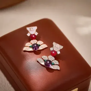أقراط قطرة بنمط زهري وماس باڤيه وأحجار كريمة