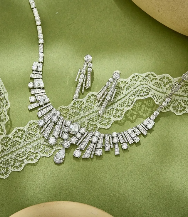 Geometric Diamond-Set Art Deco Style Necklace 4