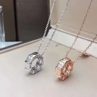 Colliers avec pendentifs en anneau ouvert géométrique Pavé-Set