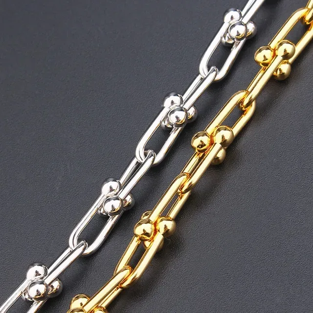 Gold and Silver Ball-Accented Chunky Chain Link Bracelets 6