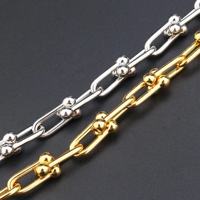 Gold and Silver Ball-Accented Chunky Chain Link Bracelets 7