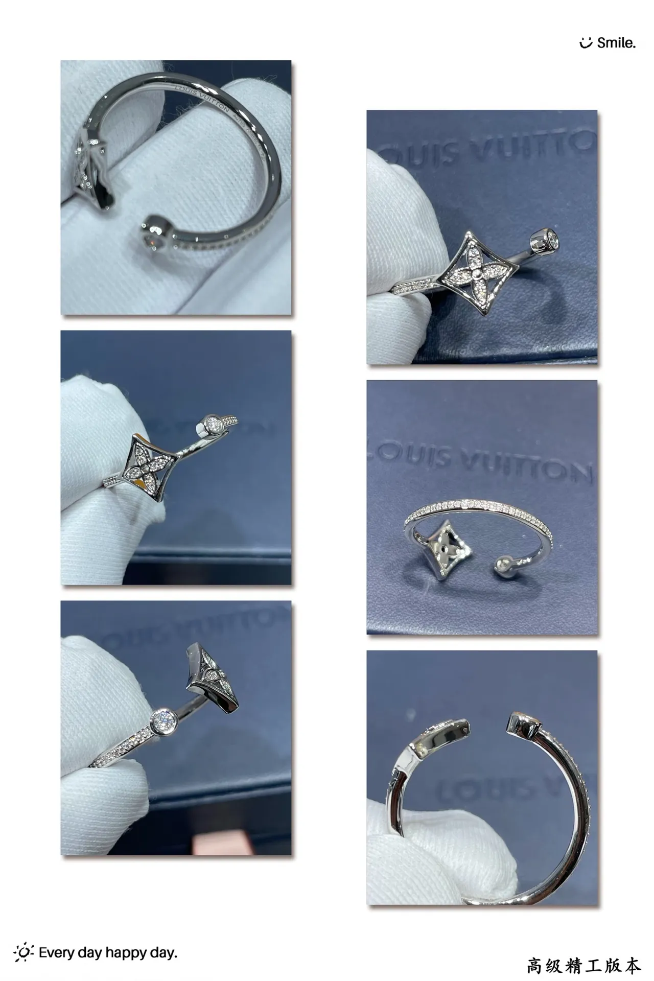 Gold and Silver Tone Diamond-Shaped Pavé Openwork Rings 2