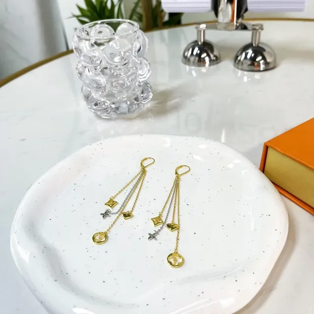 Gold and Silver Tone Multi-Chain Tassel Charm Earrings 3