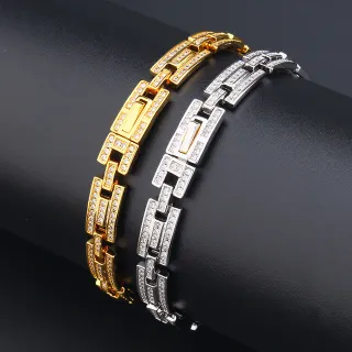 سوارات ذهبية وفضية اللون باڤيه كريستال لينك