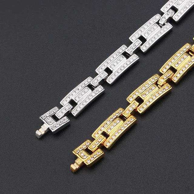 Gold and Silver Tone Pavé Crystal Link Bracelets 5