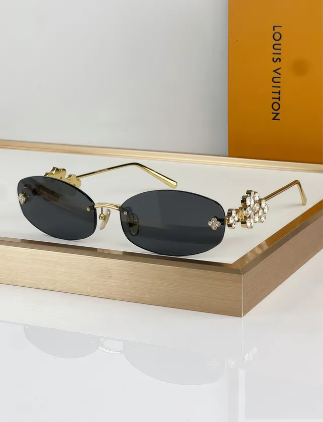 Gafas de sol doradas marrones sin marco con motivo decorativo recortado 4