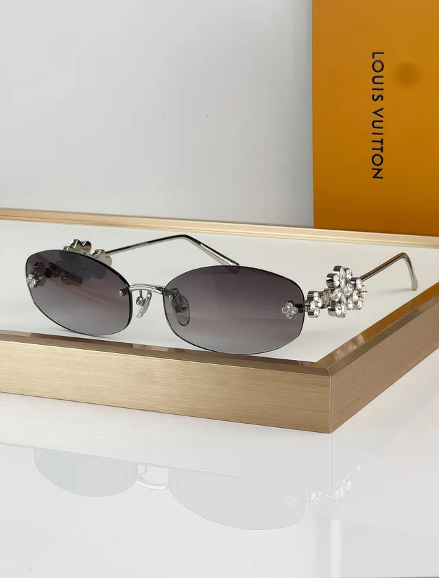 Gafas de sol doradas marrones sin marco con motivo decorativo recortado 7