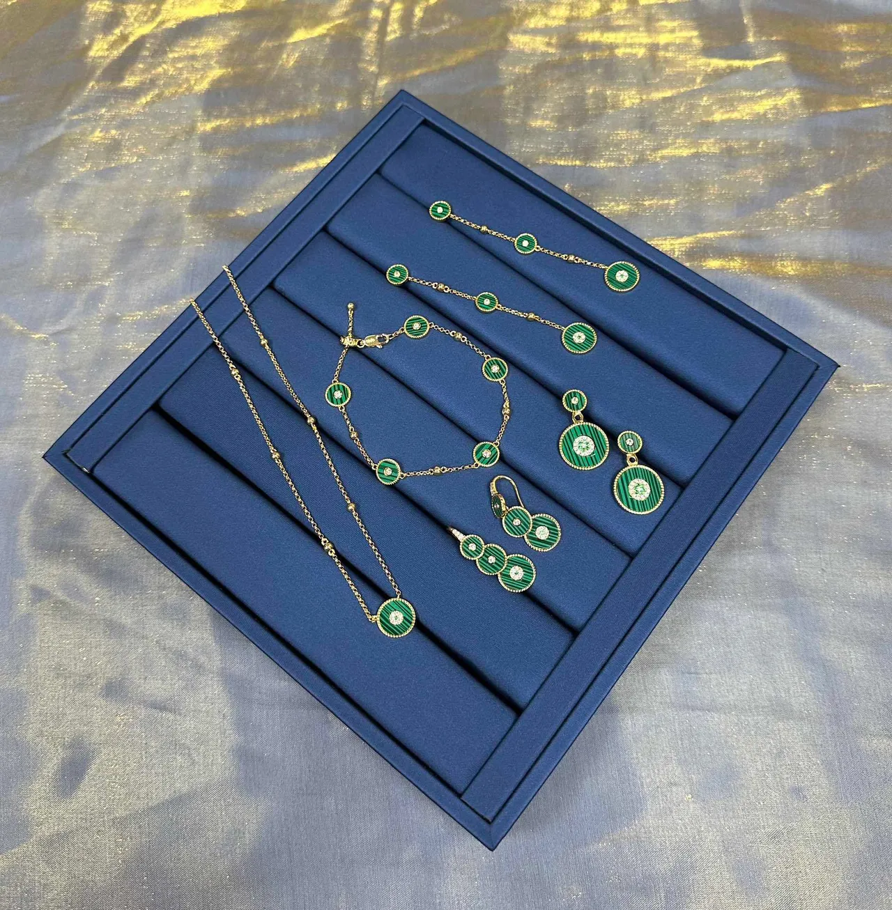 Gold Green Chain Enamel Discs Bracelet 6